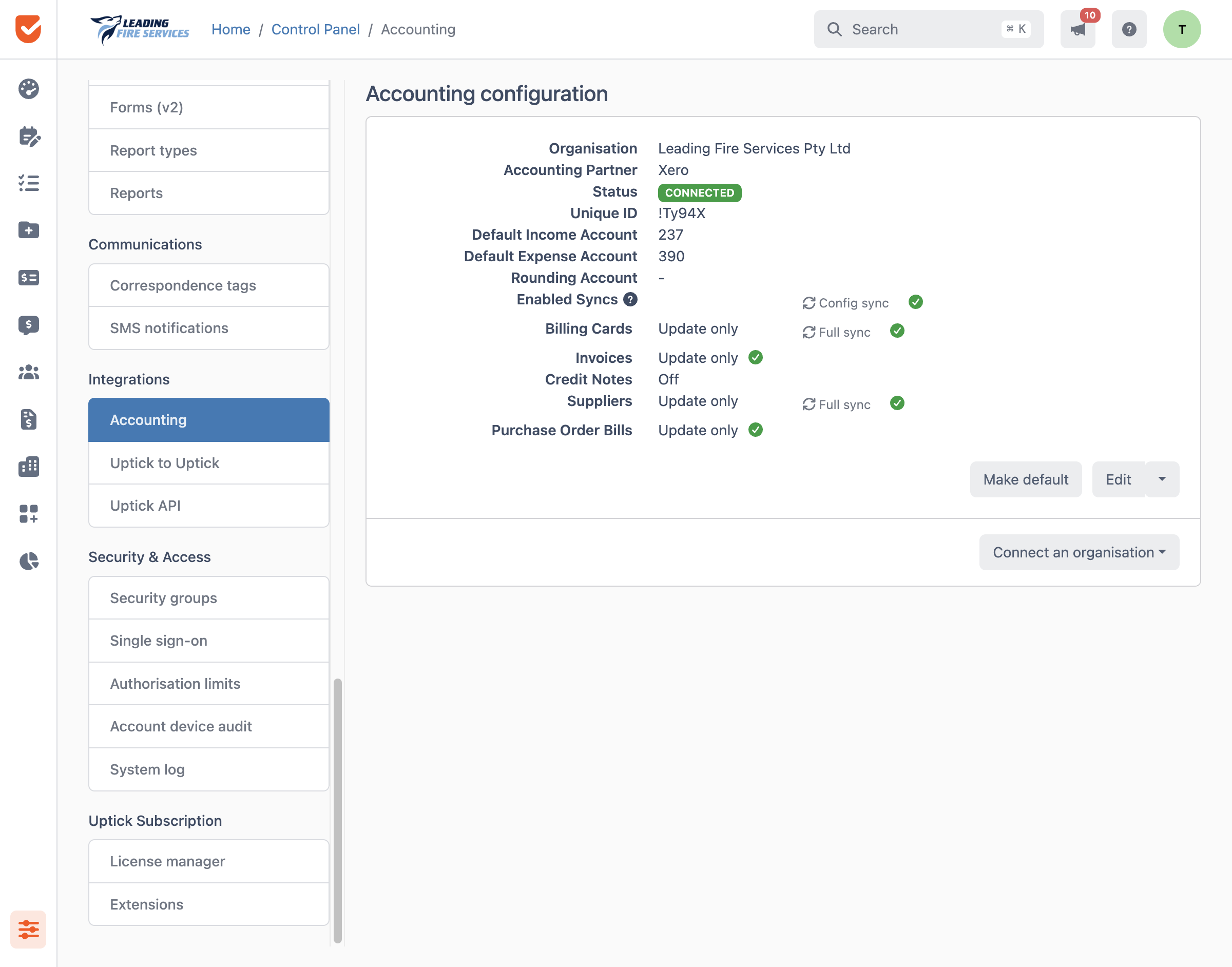 Accounting | Control Panel