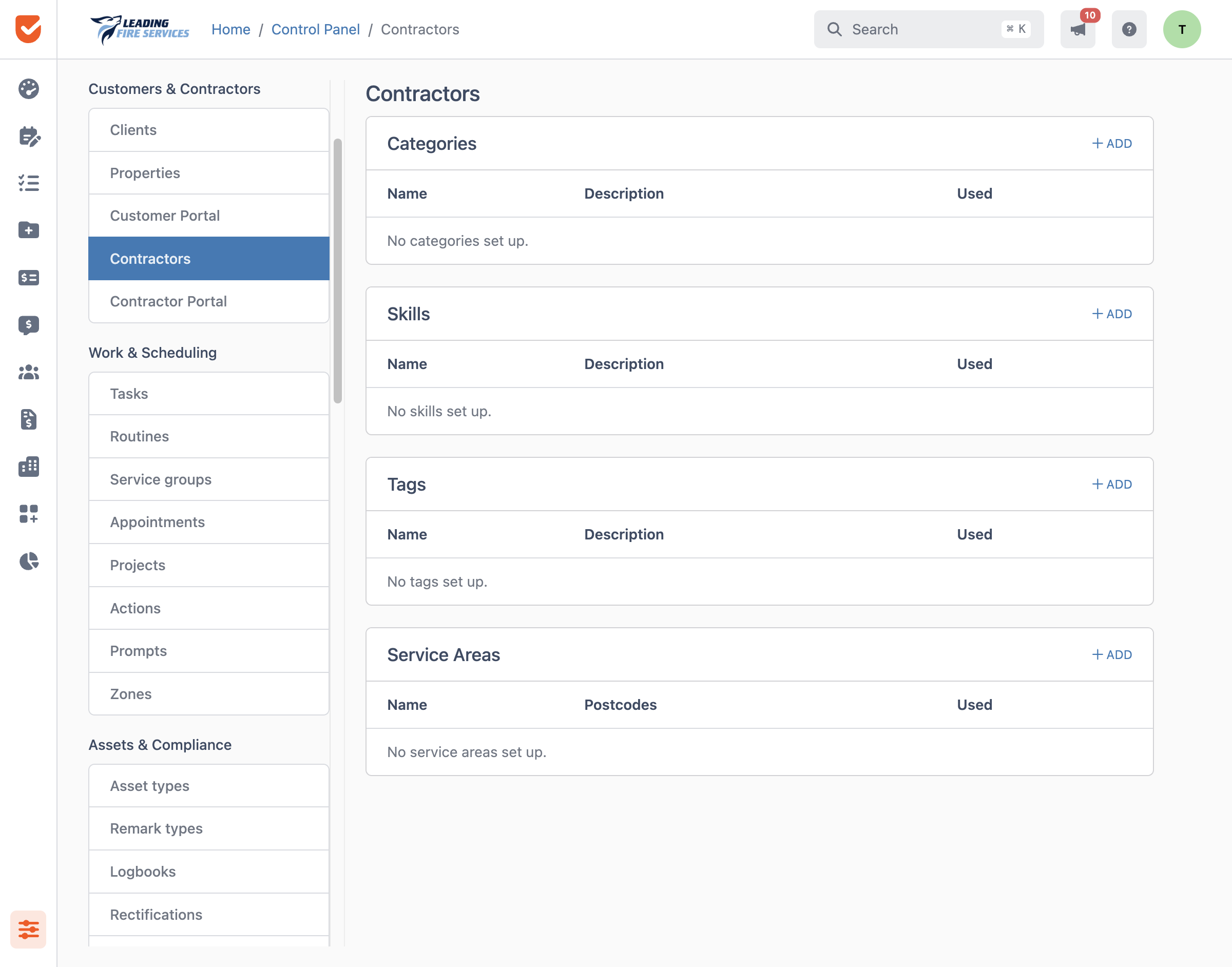 Contractors | Control Panel