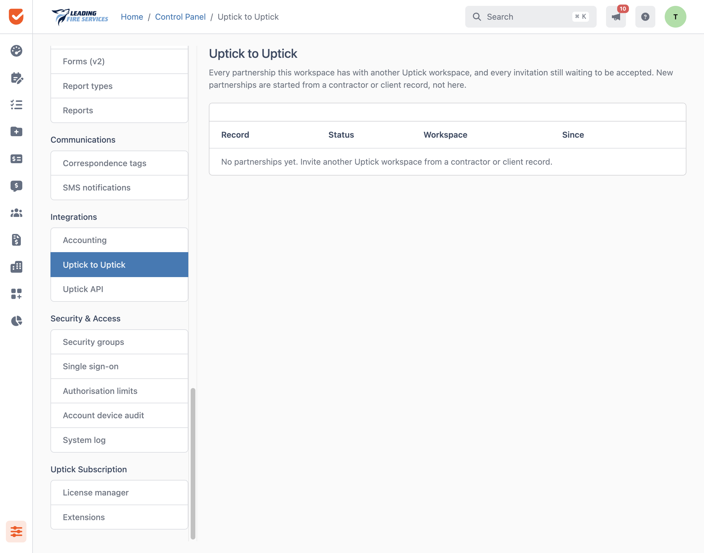 Uptick to Uptick | Control Panel