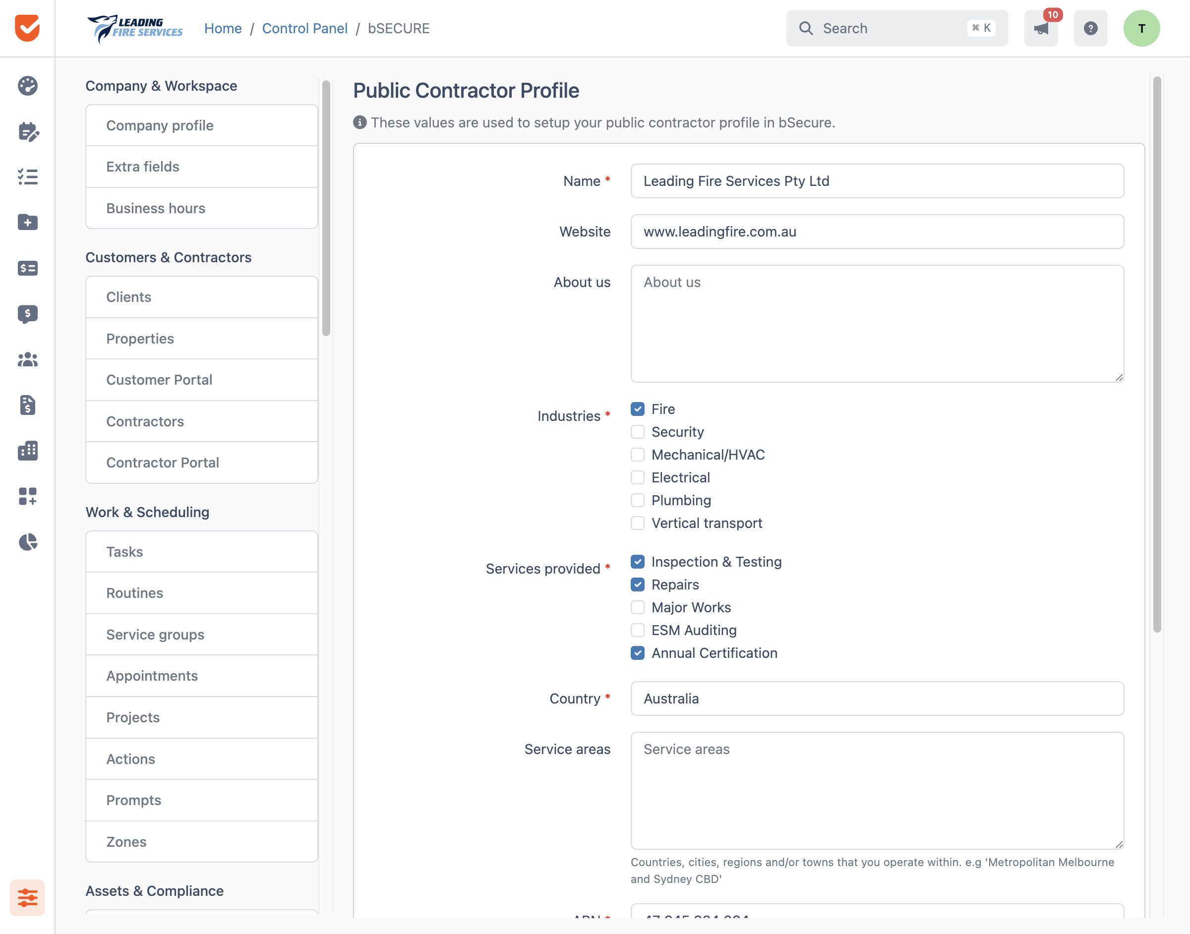 bSECURE | Control Panel